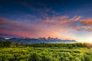Sunrise In The Wyoming Tetons Wall Mural