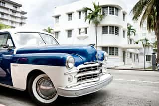 Vintage American Car In Miami Beach Wall Mural