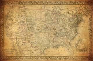Vintage Map Of United States 1867   Wall Mural
