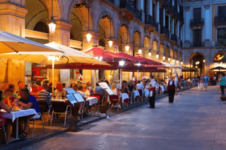 *CLEARANCE* Street Restaurants At Placa Reial In Night Barcelona Wall Mural