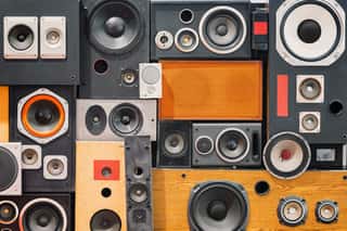 Wall Of Retro Vintage Style Music Sound Speakers Wall Mural
