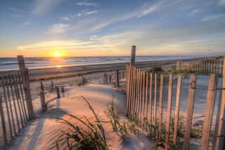 Sunrise As Seen From The Sand Dunes At The Outer Banks, NC Around Corolla Beach In September, 2014  Wall Mural