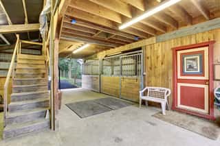 Authentic Barn With Stalls And A Red Door  Wall Mural