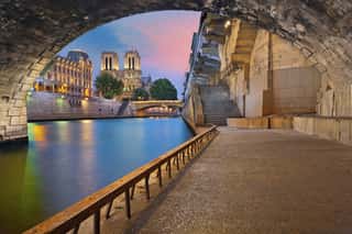 Paris  Image Of The Notre-Dame Cathedral And Riverside Of Seine River In Paris, France  Wall Mural