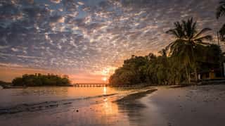 Sunrise on Tropical Beach, Isla Coiba, Panama Wall Mural