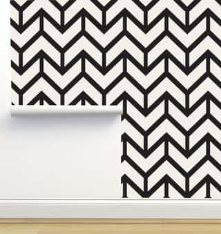 Black And White Chevron ZigZag Lines Geometric Pattern Wallpaper