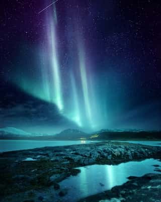 Northern Lights Aurora Over Norway Wall Mural