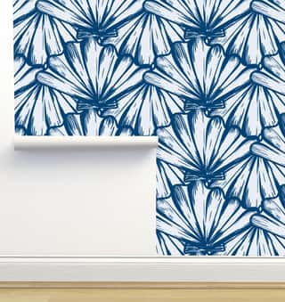 Nautical Pattern With Striped Shells Wallpaper