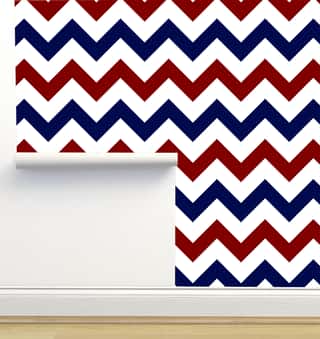 Red, White, and Blue Chevron Seamless Pattern Wallpaper