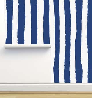 Dark Navy Blue Nautical Marine Stripes Wallpaper