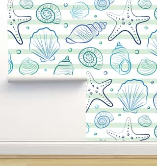 Sea Shells Illustration Beach Print Wallpaper