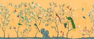 Chinoiserie with Butterflies, Peacock Wall Mural