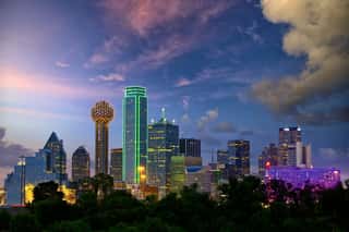 Dallas City Skyline At Dusk, Texas, USA Wall Mural