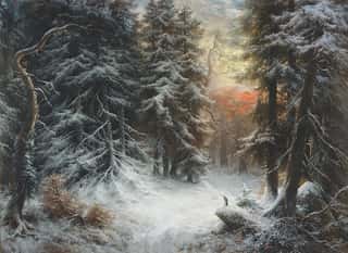 Snow Scene in the Black Forest Wall Mural