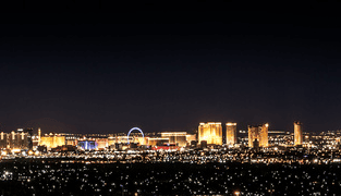 Vegas In Color, Cityscape At Night With City Lights Wall Mural