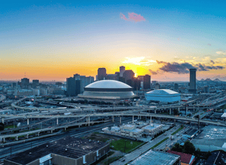 Aerial View Of New Orleans, Louisiana, USA Skyline At Sunrise Wall Mural