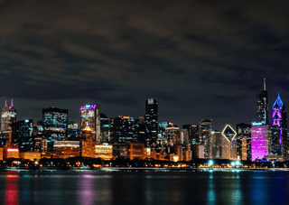 Night Chicago Skyline Wall Mural