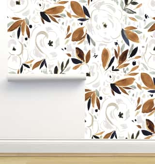 Alma Floral Sage Leaves II Wallpaper by Crystal W