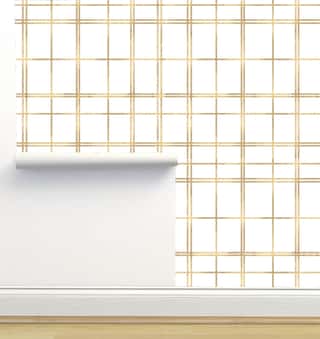 Gold White Tartan Plaid Wallpaper by Crystal W