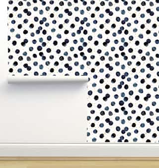 Indigo Teal Dots Gold Wallpaper by Crystal W