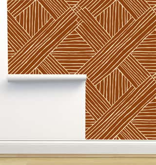Striped Diamonds Copper Wallpaper by Crystal W
