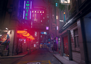 Beautiful Neon Night In A Cyberpunk City  Photorealistic 3d Illustration Of The Futuristic City  Empty Street With Multicolored Neon Lights 	 Wall Mural
