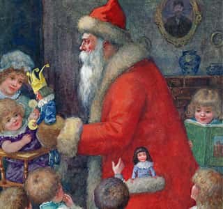 Father Christmas with Children Wall Mural