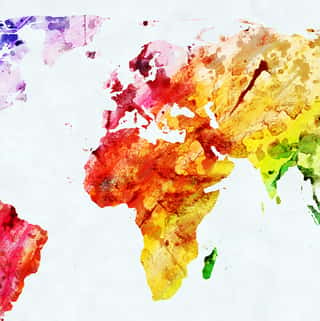 Watercolor World Map Wall Mural