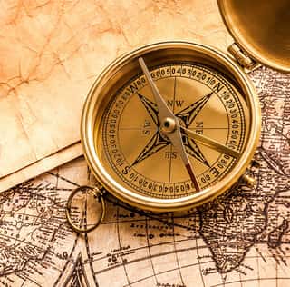 Vintage Map and Compass Wall Mural