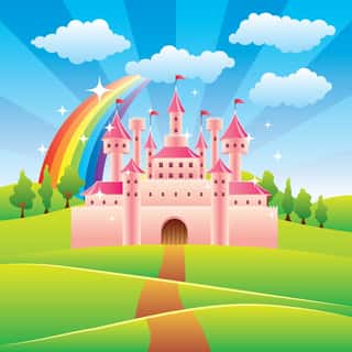 Cartoon Fairy Tale Castle Wall Mural