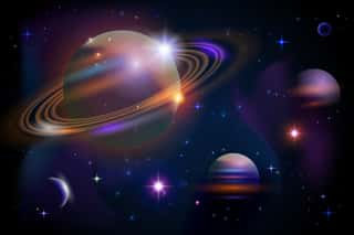 Purple Planets and Space Wall Mural