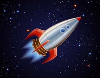 Rocket in Space Wall Mural