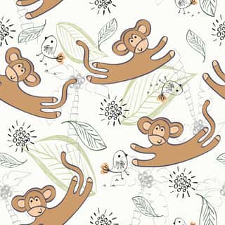 Swinging Monkeys Wallpaper Mural Wall Mural
