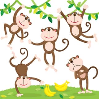 Monkeys Going Bananas Wall Mural