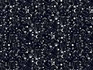 Galaxy Constellations Black Wall Mural