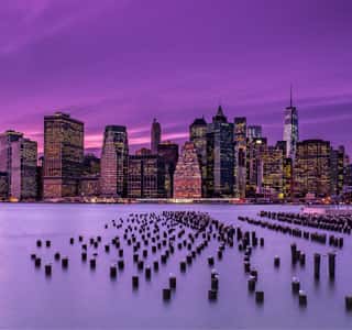 NYC\'s Violet Skies And River Wall Mural