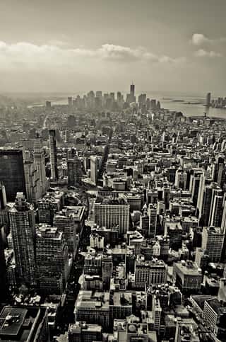 Overlook of Manhattan Black and White Wall Mural