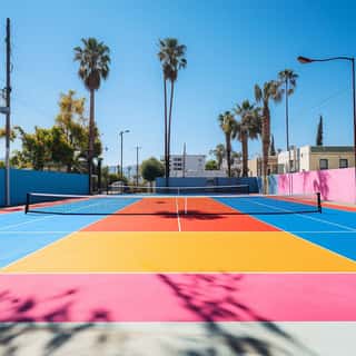 Colorful Pickleball Court Wall Mural