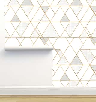 Mod Triangles White Gold Wallpaper by Crystal W
