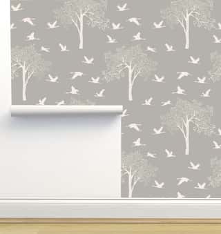 Trees and Storks Wallpaper by Gabriela Dachin