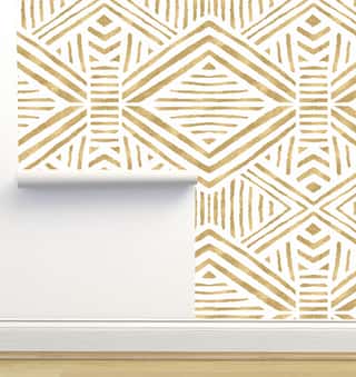 Tribal Geometric Gold Wallpaper by Crystal W