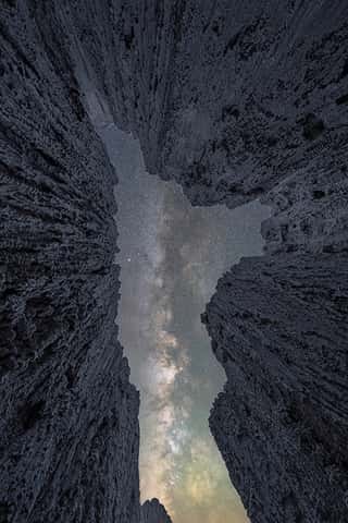 Milky Way Galaxy above the Moon Caves Slot Canyons in Cathedral Gorge Wall Mural