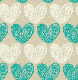 White-Turquoise Hearts Wallpaper