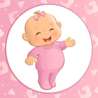 Happy Baby In Pink Wall Mural