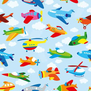 Colorful Airplanes Wallpaper Mural Wall Mural