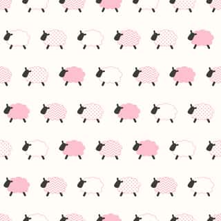 Pink Sheep Pattern 2 Wallpaper Mural Wall Mural