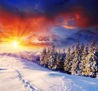 Colorful Winter Sunset Wall Mural