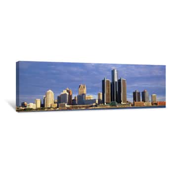 Image of Skyscrapers At The Waterfront, Detroit, Michigan, USA Canvas Print