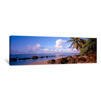 Image of Rocks On The Beach, Anini Beach, Kauai, Hawaii, USA Canvas Print
