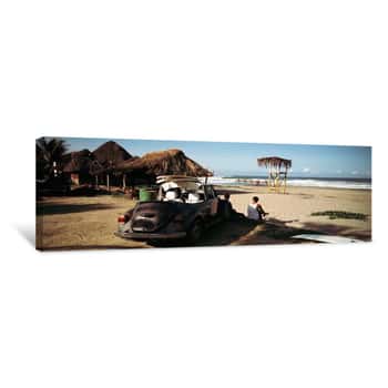 Image of Surfers Watching Waves, Zicatela Beach, Mexico Canvas Print